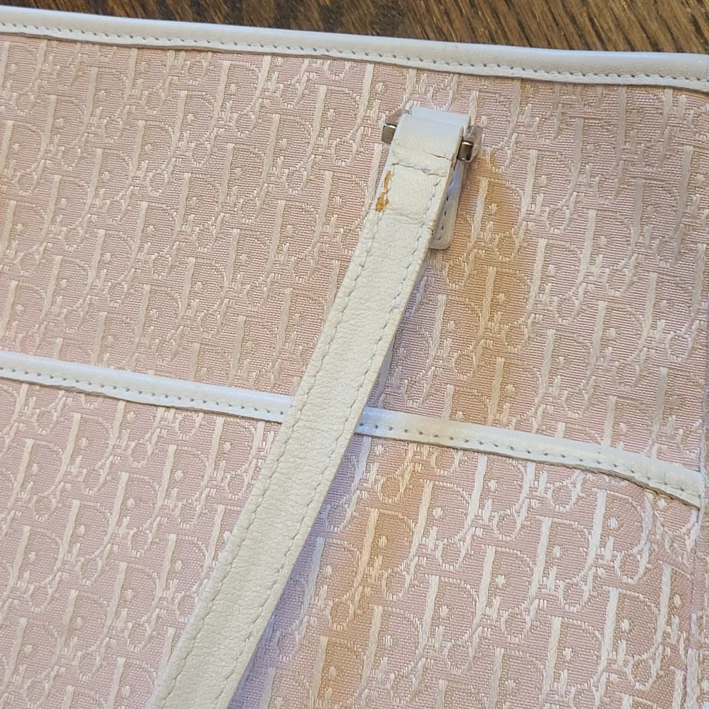 Dior Light Pink Quilted Tote with White Straps